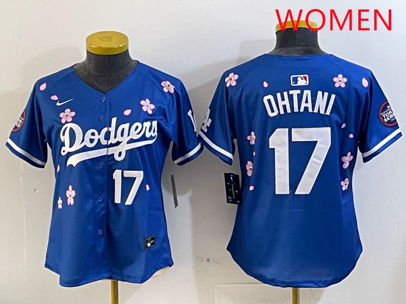 Women Los Angeles Dodgers #17 Ohtani Blue Sakura Edition 2025 Nike MLB Jersey style 8